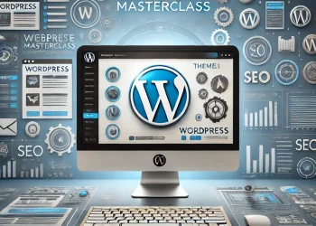 DALL·E 2025-03-16 11.13.33 - A modern and eye-catching thumbnail for a WordPress course. The image features a computer screen displaying a WordPress dashboard with website customi
