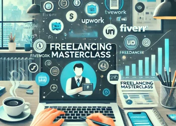 DALL·E 2025-03-16 11.40.20 - A modern and inspiring thumbnail for a Freelancing course. The image features a person working on a laptop from a cozy home office or café, with eleme