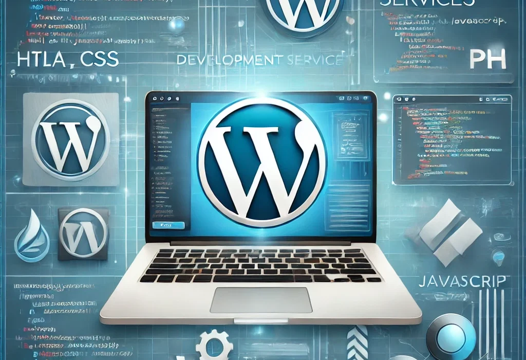 DALL·E 2025-03-18 14.22.40 - A modern and visually appealing digital graphic representing WordPress development services. The image should include elements like the WordPress logo